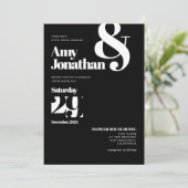 Zwart & Wit Minimalistische Elegante Bruiloft Kaart (Staand voorkant)