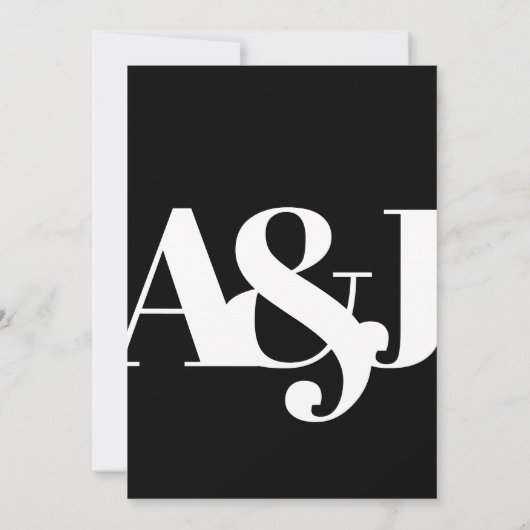 Zwart & Wit Minimalistische Elegante Bruiloft Kaart (Achterkant)