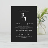 Zwart & Wit Minimalistische Elegante Bruiloft Kaart (Staand voorkant)