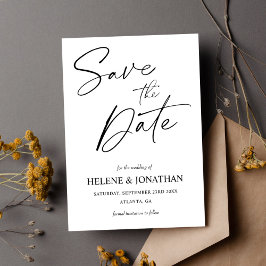 Zwart-wit minimalistische elegante bruiloft save the date