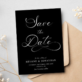 Zwart Wit Minimalistische Elegante Huwelijk Save The Date