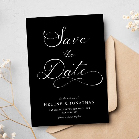 Zwart Wit Minimalistische Elegante Huwelijk Save The Date