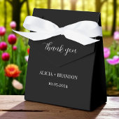 Zwart-wit minimalistische elegante moderne bruilof bedankdoosjes
