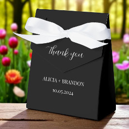 Zwart-wit minimalistische elegante moderne bruilof bedankdoosjes