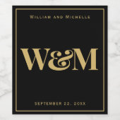 Zwart-wit minimalistische elegante moderne bruilof wijn etiket (Enkel label)