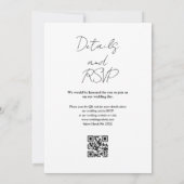 Zwart-wit minimalistische elegante QR-code bruilof Kaart (Achterkant)