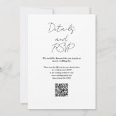 Zwart-wit minimalistische elegante QR-code bruilof Kaart (Achterkant)