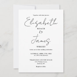 Zwart-Wit Minimalistische Elegante QR-Code Trouwka Kaart