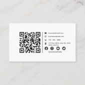 Zwart-wit minimalistische elegante scanbare QR-cod Visitekaartje (Achterkant)