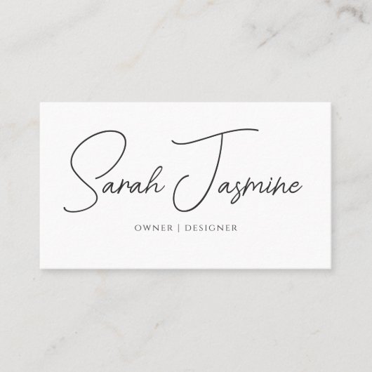 Zwart-wit minimalistische elegante scanbare QR-cod Visitekaartje (Voorkant)