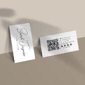 Zwart-wit minimalistische elegante scanbare QR-cod Visitekaartje