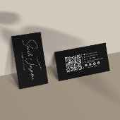 Zwart-wit minimalistische elegante scanbare QR-cod Visitekaartje