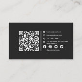 Zwart-wit minimalistische elegante scanbare QR-cod Visitekaartje (Achterkant)
