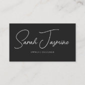 Zwart-wit minimalistische elegante scanbare QR-cod Visitekaartje (Voorkant)