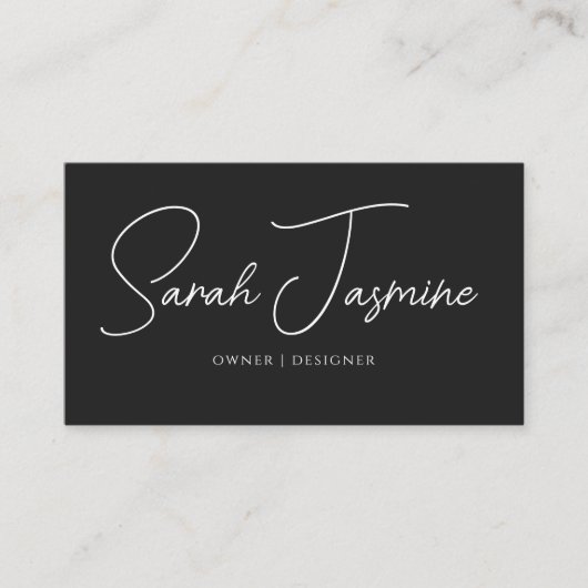 Zwart-wit minimalistische elegante scanbare QR-cod Visitekaartje (Voorkant)