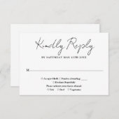 Zwart-wit minimalistische elegante script bruiloft RSVP kaartje (Voorkant / Achterkant)