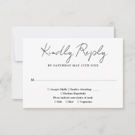 Zwart-wit minimalistische elegante scriptie bruilo RSVP kaartje
