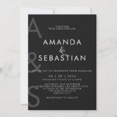Zwart & Wit Minimalistische Elegante Trouwdag Kaart (Voorkant)