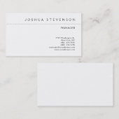 Zwart-wit minimalistische elegante vlakte modern visitekaartje (Voorkant / Achterkant)