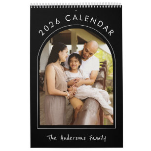 Zwart Wit Minimalistische Familie Foto 2026 Maande Kalender