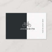 Zwart-wit minimalistische fietser QR-code Visitekaartje (Voorkant)