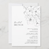 Zwart-wit Minimalistische Floral Bridal Brunch Kaart (Voorkant)
