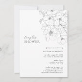 Zwart-wit Minimalistische Floral Couples Douche Kaart (Voorkant)
