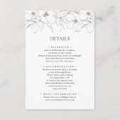 Zwart-wit Minimalistische Floral Moderne Bruiloft Informatiekaartje (Voorkant)