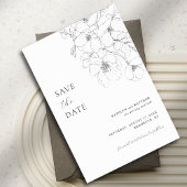 Zwart-wit Minimalistische Floral Moderne Bruiloft Save The Date