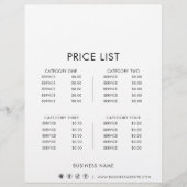 Zwart Wit Minimalistische formele prijslijst (Voorkant)