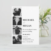 Zwart-wit minimalistische foto bruiloft kaart (Staand voorkant)