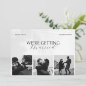 Zwart-wit minimalistische foto bruiloft kaart (Staand voorkant)