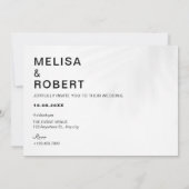 Zwart-wit minimalistische foto bruiloft kaart (Achterkant)