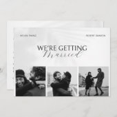 Zwart-wit minimalistische foto bruiloft kaart (Voorkant / Achterkant)