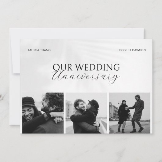 Zwart wit minimalistische foto bruiloft verjaardag kaart (Voorkant)