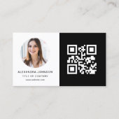 Zwart Wit Minimalistische Foto QR Code Sociale Med Visitekaartje (Voorkant)
