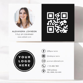 Zwart Wit Minimalistische Foto QR Code Sociale Med Visitekaartje