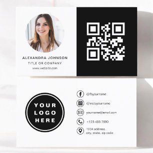 Zwart Wit Minimalistische Foto QR Code Sociale Med Visitekaartje