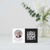 Zwart Wit Minimalistische Foto QR Code Sociale Med Visitekaartje (Staand voorkant)