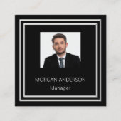 Zwart wit minimalistische foto QR code Vierkante Visitekaartje (Voorkant)