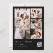 Zwart Wit Minimalistische foto QR code Wit Bruilof Kaart (Voorkant)