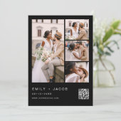 Zwart Wit Minimalistische foto QR code Wit Bruilof Kaart (Staand voorkant)