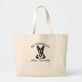 Zwart-wit minimalistische Franse Bulldog Art Grote Tote Bag