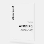 Zwart-wit minimalistische frosted bruiloft WELKOM Acryl Bord (Hoek)