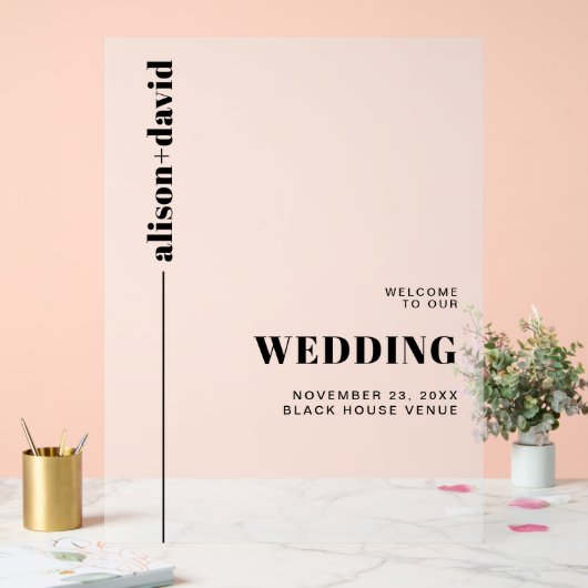 Zwart-wit minimalistische frosted bruiloft WELKOM Acryl Bord (Huwelijk)
