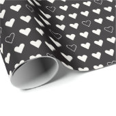 Zwart Wit Minimalistische Geometrische Harten Cadeaupapier (Rol Hoek)