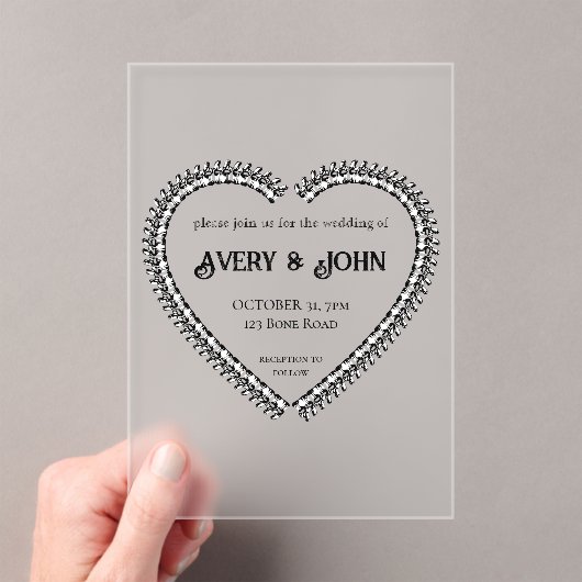 Zwart-wit minimalistische gotische bruiloft acryl uitnodigingen (Insitu (Draagbaar))