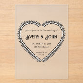 Zwart-wit minimalistische gotische bruiloft acryl uitnodigingen (Voorkant)