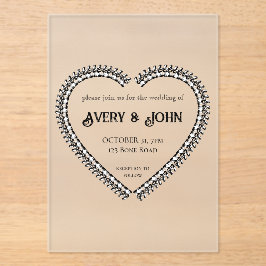 Zwart-wit minimalistische gotische bruiloft acryl uitnodigingen