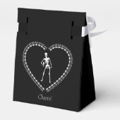 Zwart-wit minimalistische gotische bruiloft bedankdoosjes (Achterkant)